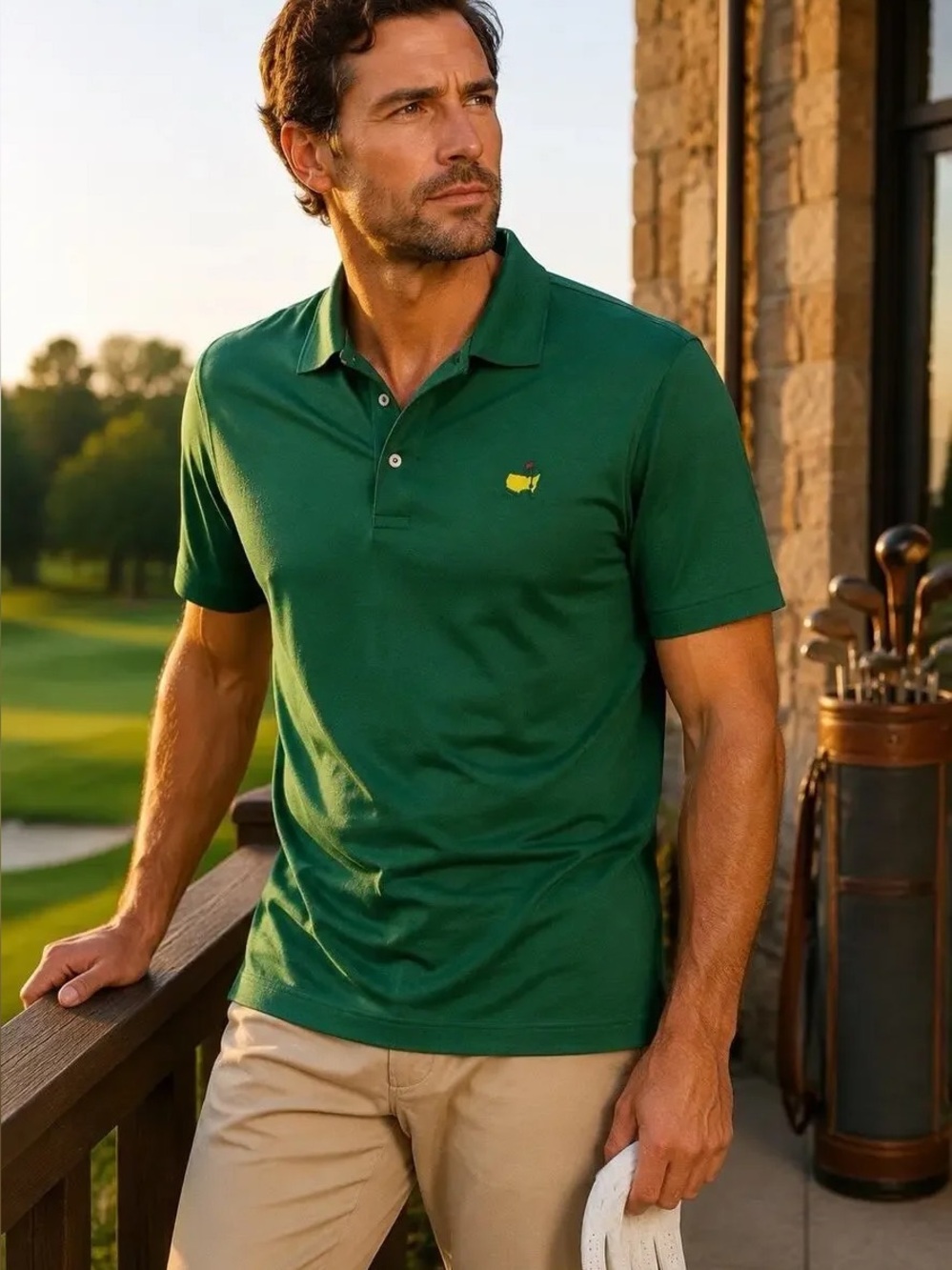 Masters Augusta Vintage Green Yellow Golf Casual Polo Size XL